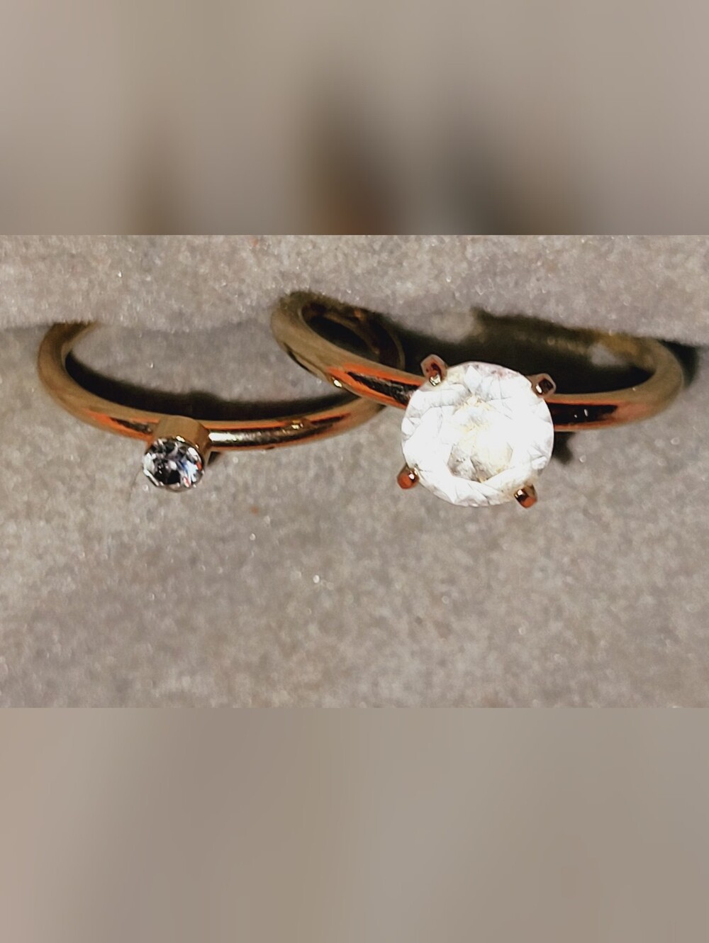 Momma & Daughter RING set OR Rose Gold Solitaire & Accent Stackable Ring Set